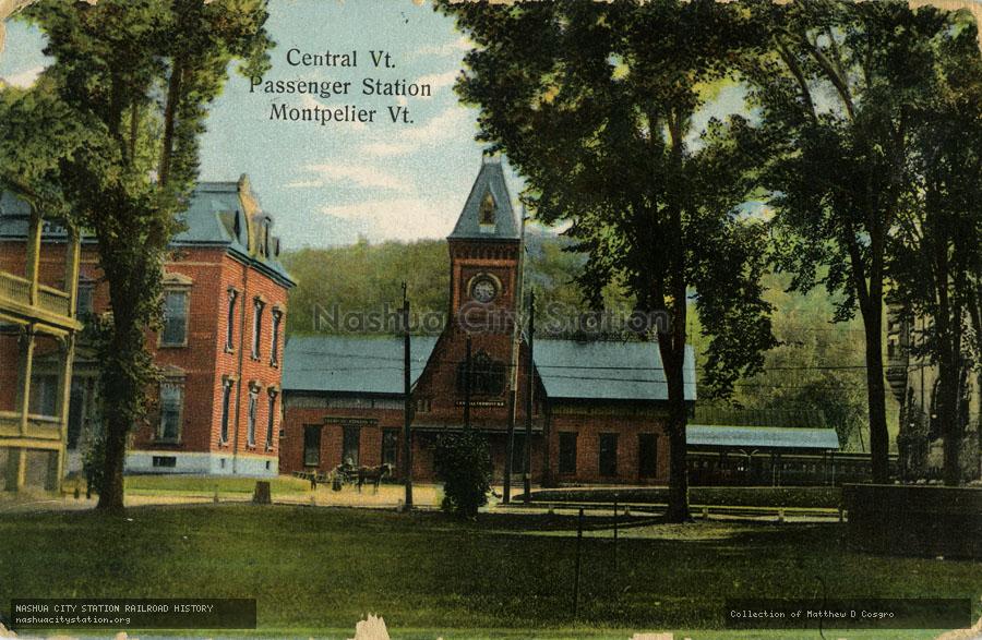 Postcard: Central Vermont Passenger Station, Montpelier, Vermont
